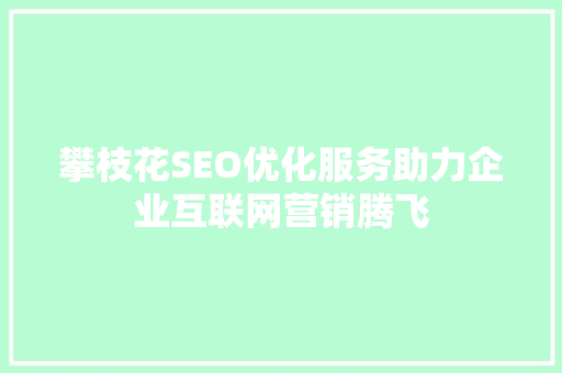 攀枝花SEO优化服务助力企业互联网营销腾飞