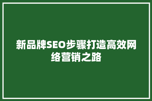 新品牌SEO步骤打造高效网络营销之路 SEO教程
