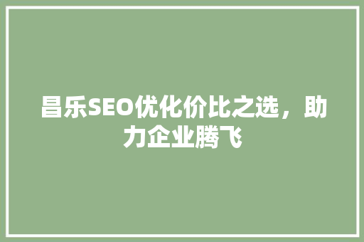 昌乐SEO优化价比之选，助力企业腾飞 SEO教程