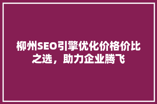 柳州SEO引擎优化价格价比之选，助力企业腾飞