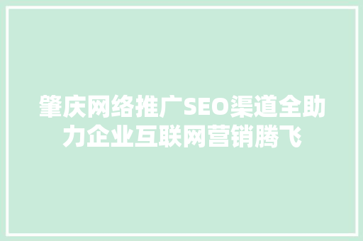 肇庆网络推广SEO渠道全助力企业互联网营销腾飞