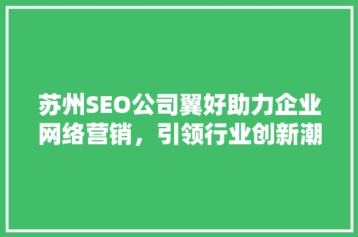 苏州SEO公司翼好助力企业网络营销，引领行业创新潮流 服务器/数据库