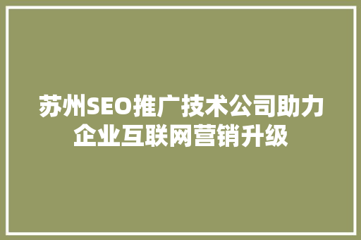 苏州SEO推广技术公司助力企业互联网营销升级