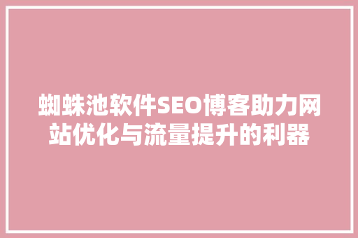 蜘蛛池软件SEO博客助力网站优化与流量提升的利器