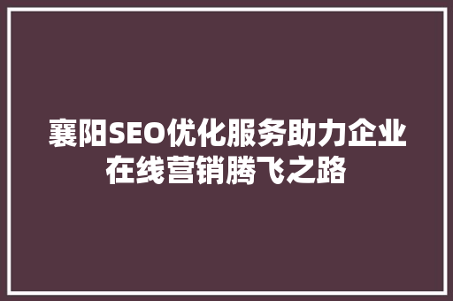 襄阳SEO优化服务助力企业在线营销腾飞之路