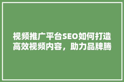 视频推广平台SEO如何打造高效视频内容，助力品牌腾飞