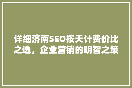 详细济南SEO按天计费价比之选，企业营销的明智之策