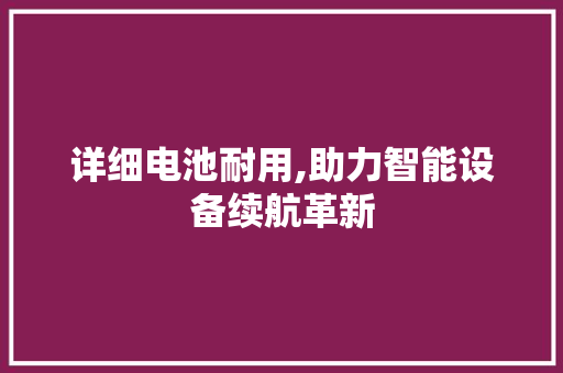 详细电池耐用,助力智能设备续航革新