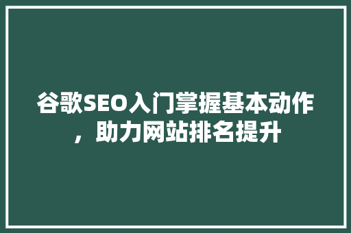 谷歌SEO入门掌握基本动作，助力网站排名提升