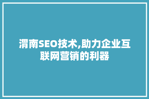 渭南SEO技术,助力企业互联网营销的利器