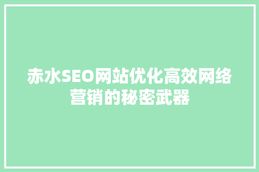 赤水SEO网站优化高效网络营销的秘密武器