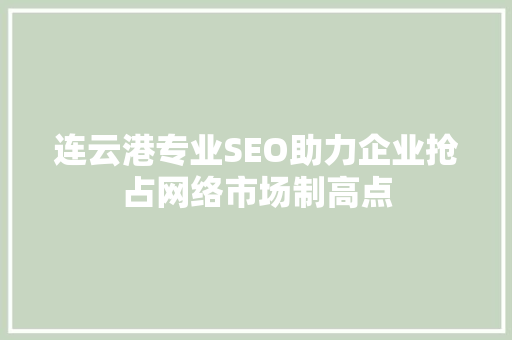 连云港专业SEO助力企业抢占网络市场制高点
