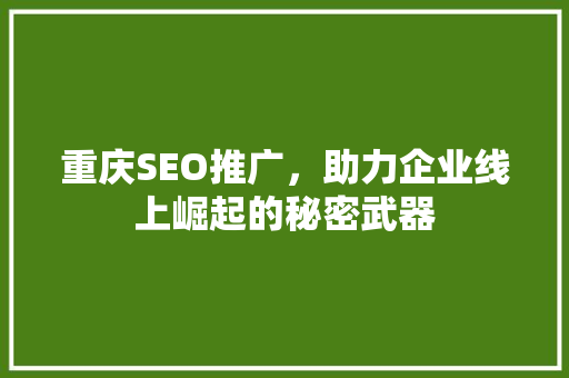 重庆SEO推广，助力企业线上崛起的秘密武器