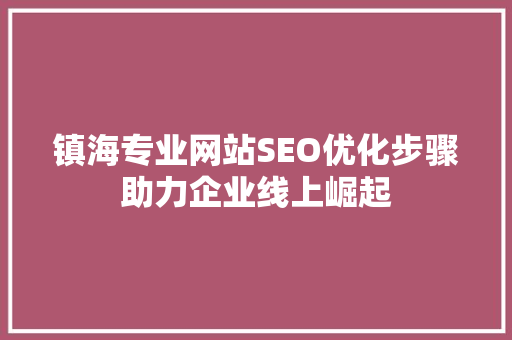 镇海专业网站SEO优化步骤助力企业线上崛起