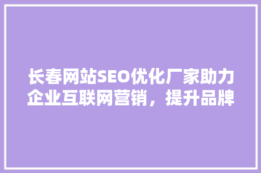 长春网站SEO优化厂家助力企业互联网营销，提升品牌影响力