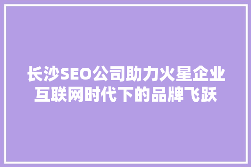 长沙SEO公司助力火星企业互联网时代下的品牌飞跃