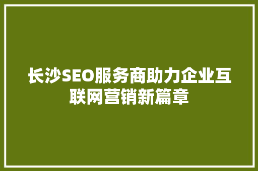 长沙SEO服务商助力企业互联网营销新篇章