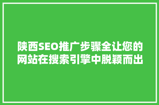 陕西SEO推广步骤全让您的网站在搜索引擎中脱颖而出