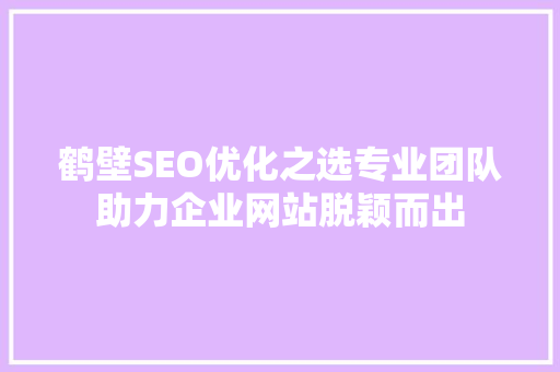 鹤壁SEO优化之选专业团队助力企业网站脱颖而出