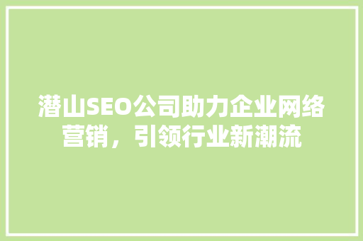 潜山SEO公司助力企业网络营销，引领行业新潮流