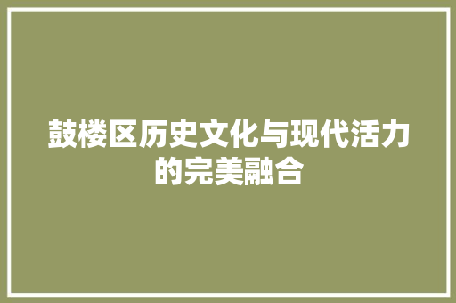 鼓楼区历史文化与现代活力的完美融合