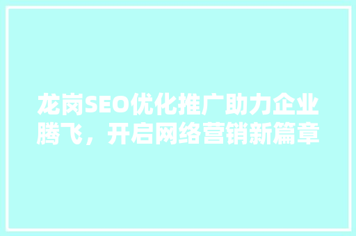 龙岗SEO优化推广助力企业腾飞，开启网络营销新篇章