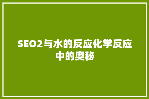 SEO2与水的反应化学反应中的奥秘