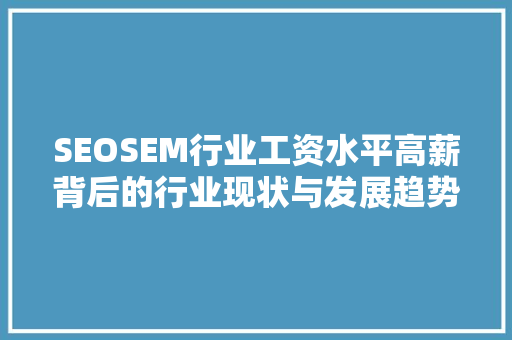 SEOSEM行业工资水平高薪背后的行业现状与发展趋势 建站教程