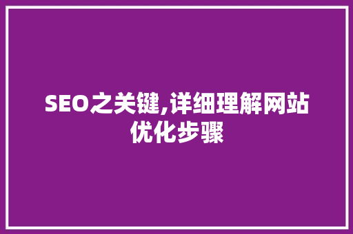 SEO之关键,详细理解网站优化步骤