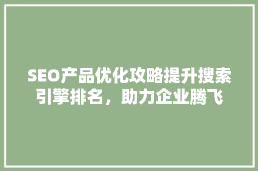 SEO产品优化攻略提升搜索引擎排名，助力企业腾飞