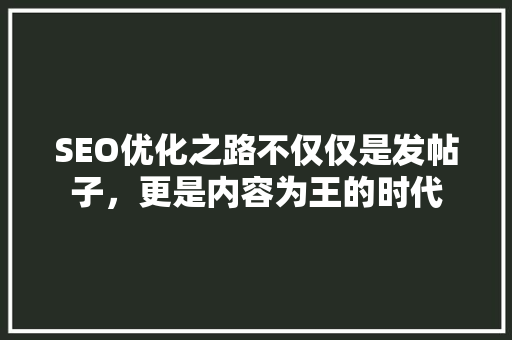 SEO优化之路不仅仅是发帖子，更是内容为王的时代