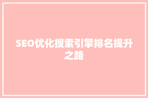 SEO优化搜索引擎排名提升之路