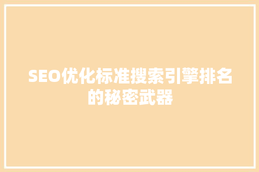 SEO优化标准搜索引擎排名的秘密武器