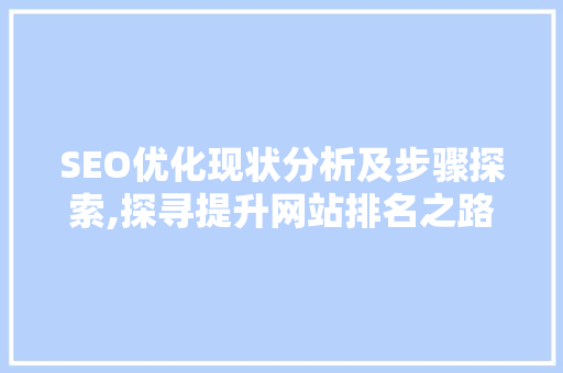 SEO优化现状分析及步骤探索,探寻提升网站排名之路