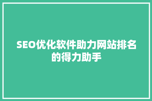 SEO优化软件助力网站排名的得力助手