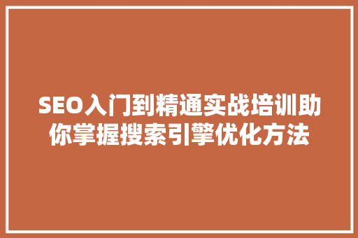 SEO入门到精通实战培训助你掌握搜索引擎优化方法