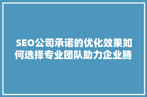 SEO公司承诺的优化效果如何选择专业团队助力企业腾飞