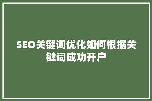SEO关键词优化如何根据关键词成功开户
