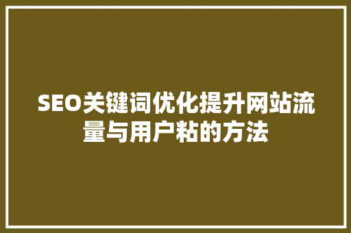 SEO关键词优化提升网站流量与用户粘的方法