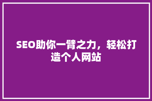SEO助你一臂之力，轻松打造个人网站