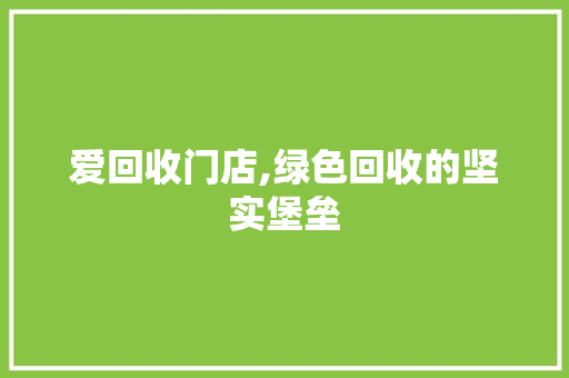 爱回收门店,绿色回收的坚实堡垒