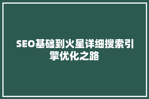 SEO基础到火星详细搜索引擎优化之路