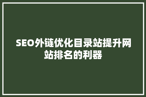 SEO外链优化目录站提升网站排名的利器