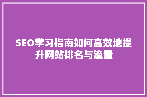 SEO学习指南如何高效地提升网站排名与流量