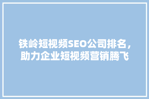 铁岭短视频SEO公司排名，助力企业短视频营销腾飞 友链在线