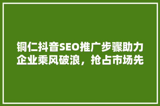 铜仁抖音SEO推广步骤助力企业乘风破浪，抢占市场先机