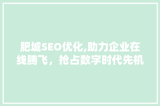 肥城SEO优化,助力企业在线腾飞，抢占数字时代先机