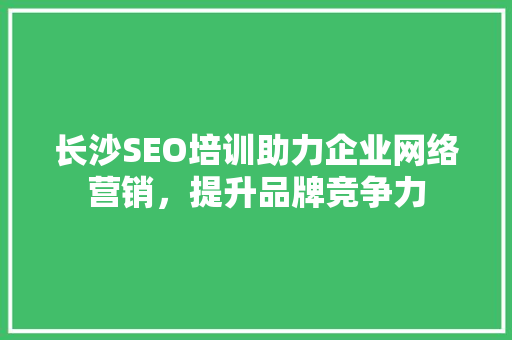 长沙SEO培训助力企业网络营销，提升品牌竞争力