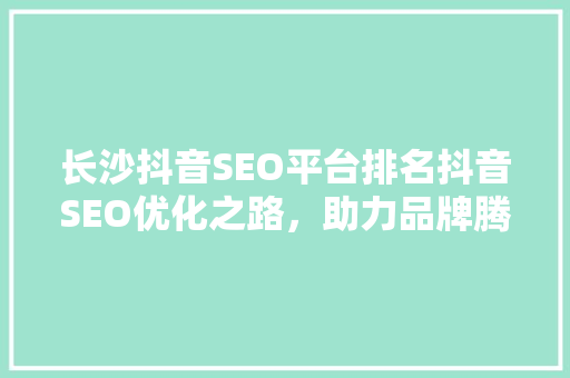 长沙抖音SEO平台排名抖音SEO优化之路，助力品牌腾飞