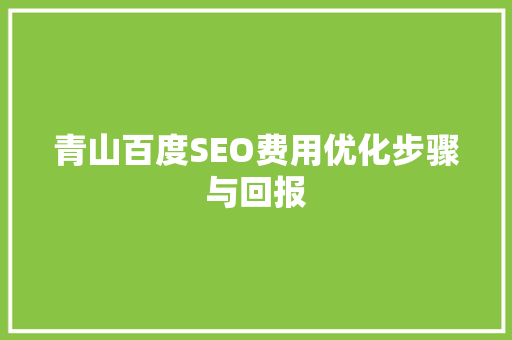 青山百度SEO费用优化步骤与回报